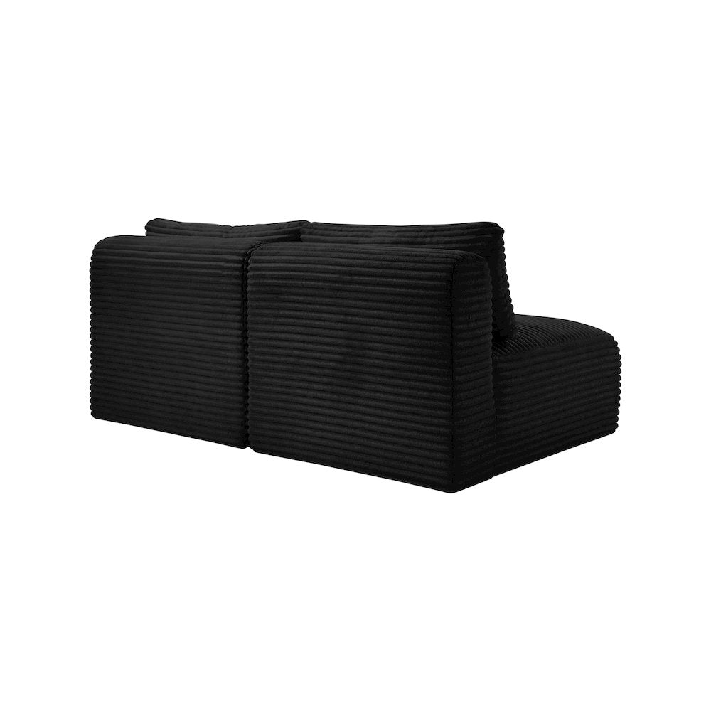 Shaggy Black Corduroy Performance Fabric Modular Sofa