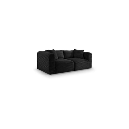 Shaggy Black Corduroy Performance Fabric Modular Sofa