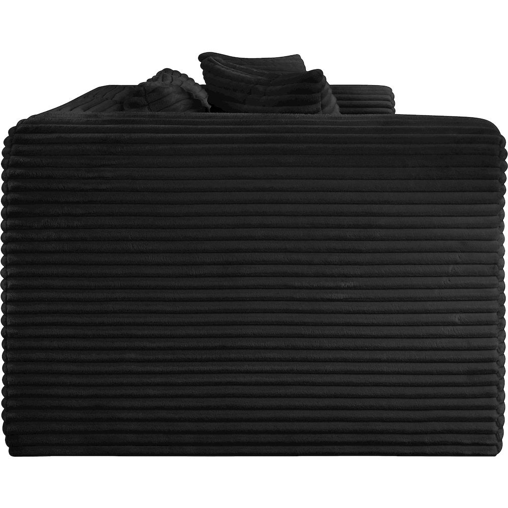 Shaggy Black Corduroy Performance Fabric Modular Sofa