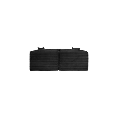 Shaggy Black Corduroy Performance Fabric Modular Sofa