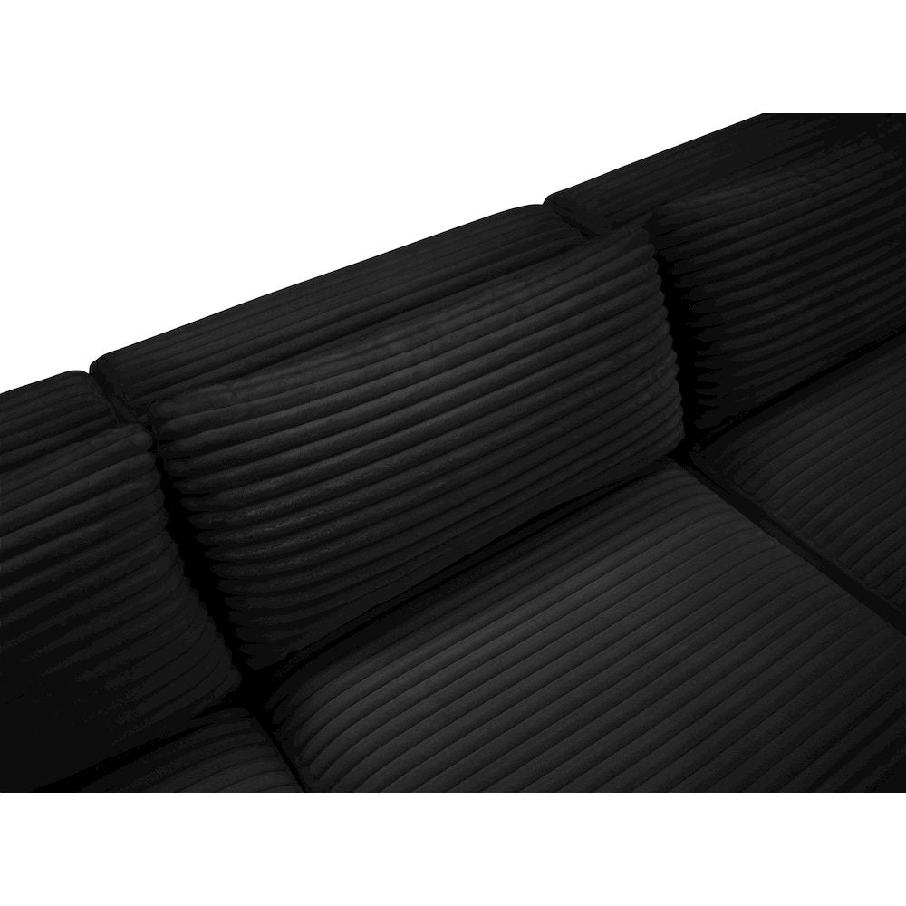 Shaggy Black Corduroy Performance Fabric Modular Sofa