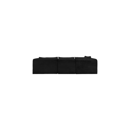 Shaggy Black Corduroy Performance Fabric Modular Sectional