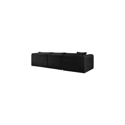 Shaggy Black Corduroy Performance Fabric Modular Sectional