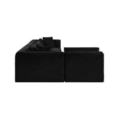 Shaggy Black Corduroy Performance Fabric Modular Sectional