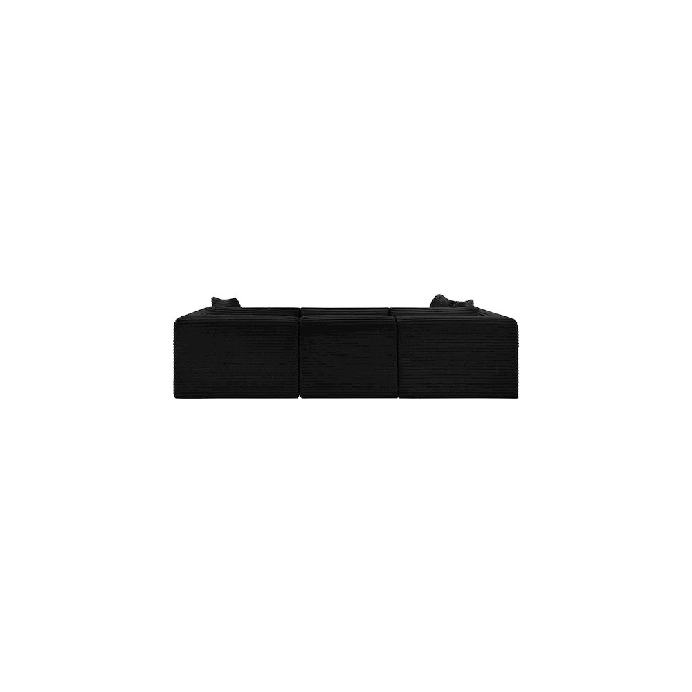 Shaggy Black Corduroy Performance Fabric Modular Sectional