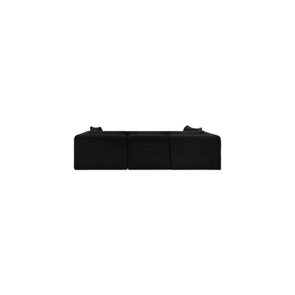 Shaggy Black Corduroy Performance Fabric Modular Sectional