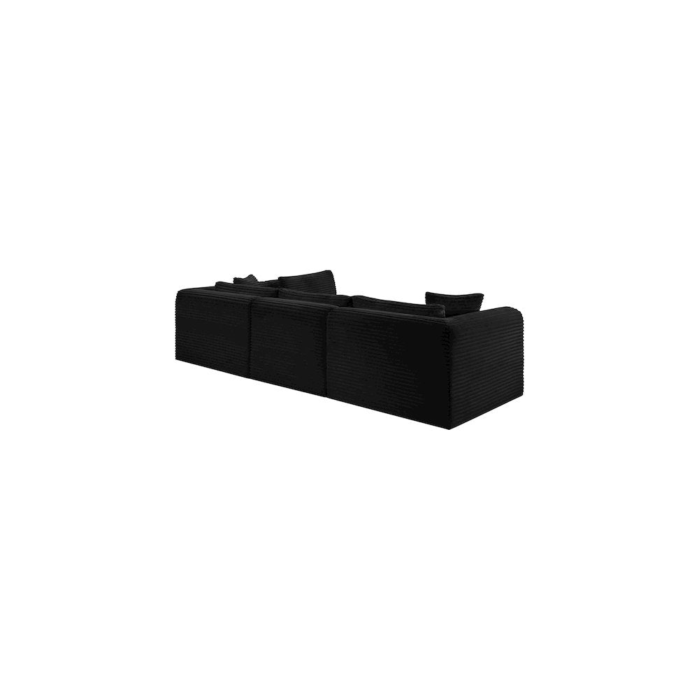 Shaggy Black Corduroy Performance Fabric Modular Sectional