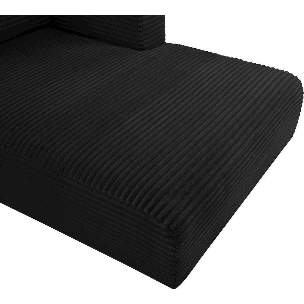Shaggy Black Corduroy Performance Fabric Modular Sectional