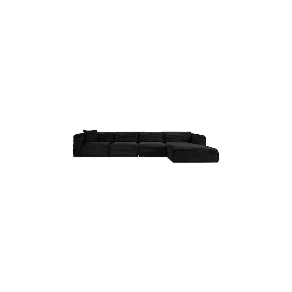 Shaggy Black Corduroy Performance Fabric Modular Sectional