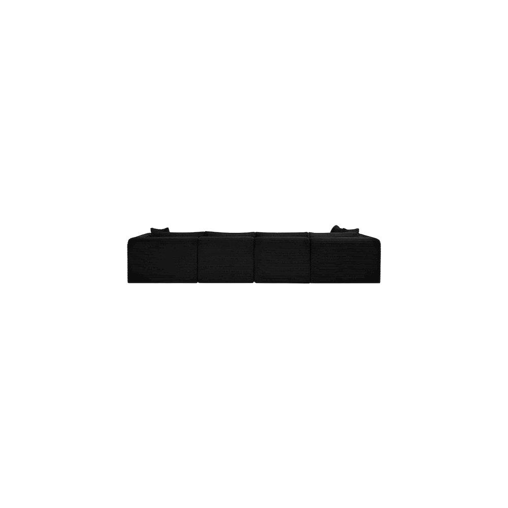 Shaggy Black Corduroy Performance Fabric Modular Sectional