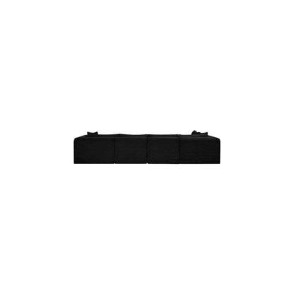 Shaggy Black Corduroy Performance Fabric Modular Sectional