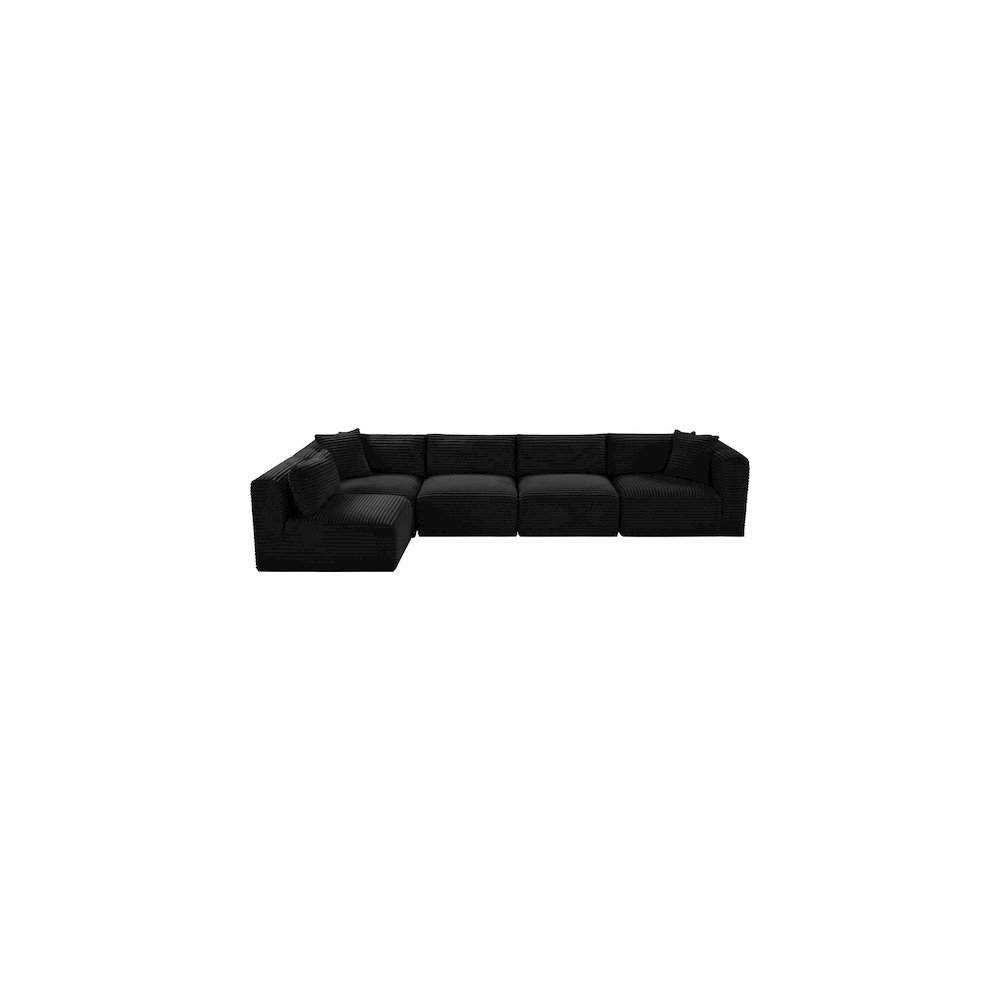Shaggy Black Corduroy Performance Fabric Modular Sectional