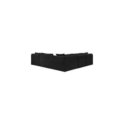 Shaggy Black Corduroy Performance Fabric Modular Sectional