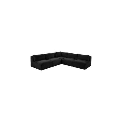Shaggy Black Corduroy Performance Fabric Modular Sectional