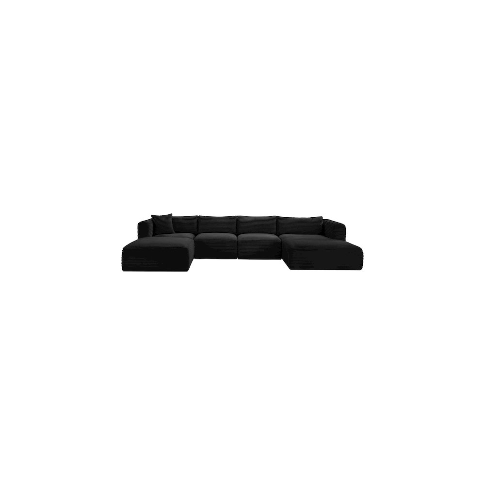 Shaggy Black Corduroy Performance Fabric Modular Sectional