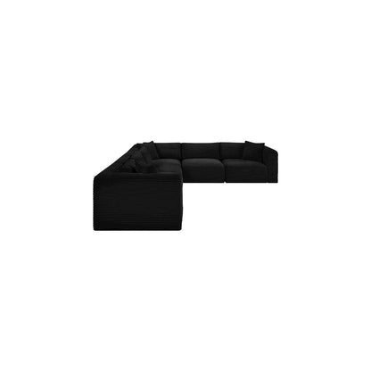 Shaggy Black Corduroy Performance Fabric Modular Sectional