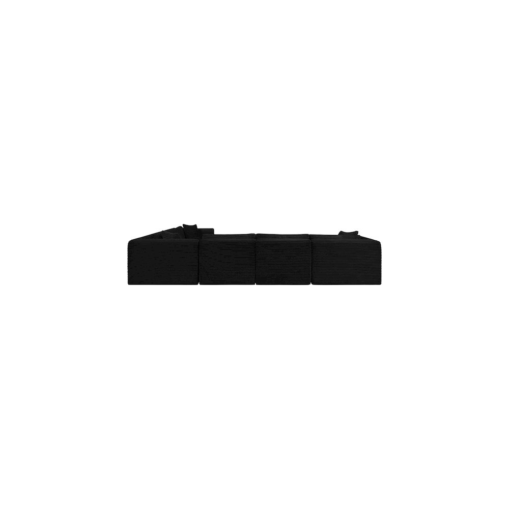Shaggy Black Corduroy Performance Fabric Modular Sectional