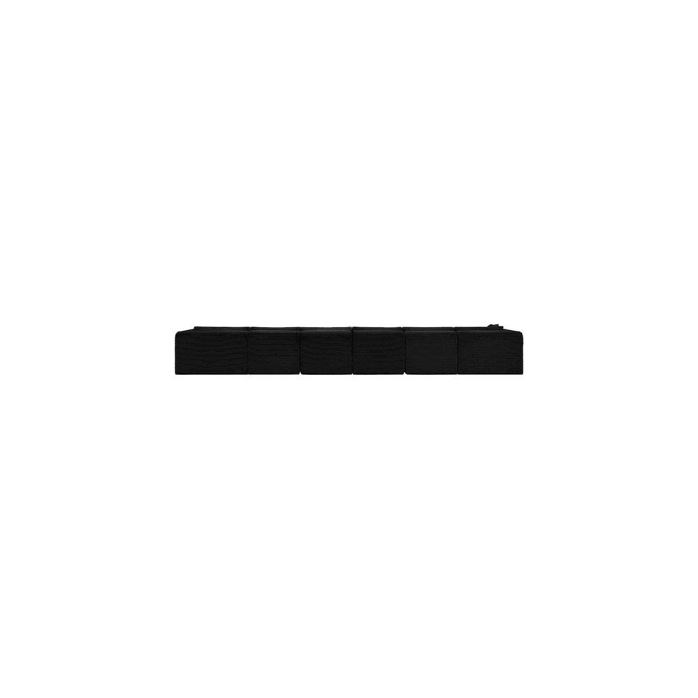 Shaggy Black Corduroy Performance Fabric Modular Sectional