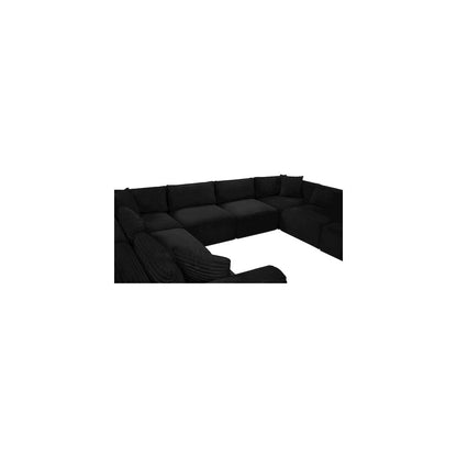 Shaggy Black Corduroy Performance Fabric Modular Sectional