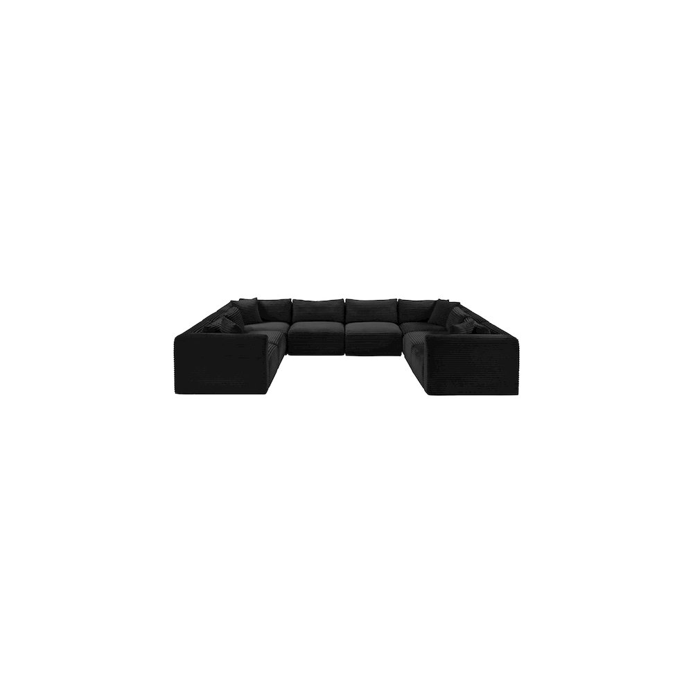 Shaggy Black Corduroy Performance Fabric Modular Sectional