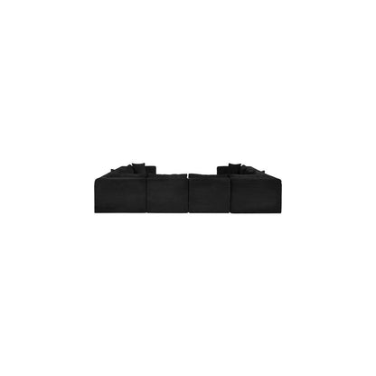 Shaggy Black Corduroy Performance Fabric Modular Sectional
