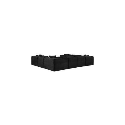 Shaggy Black Corduroy Performance Fabric Modular Sectional