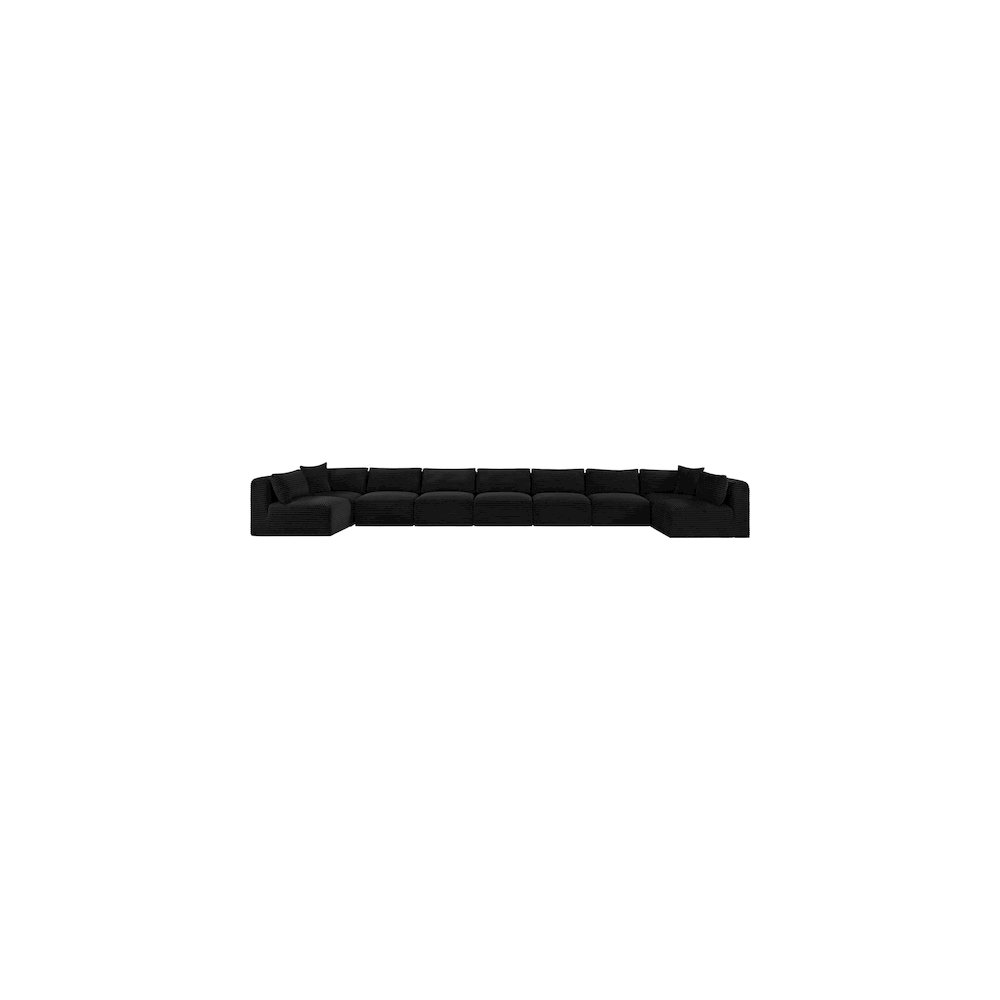 Shaggy Black Corduroy Performance Fabric Modular Sectional