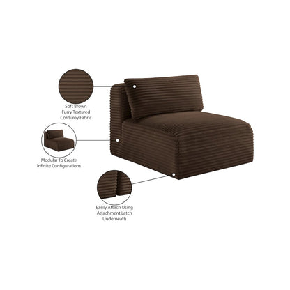 Shaggy Brown Corduroy Performance Fabric Armless Chair
