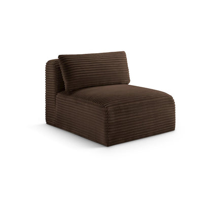 Shaggy Brown Corduroy Performance Fabric Armless Chair