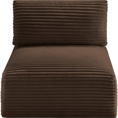 Shaggy Brown Corduroy Performance Fabric Armless Chair