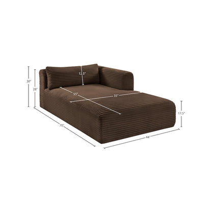 Shaggy Brown Corduroy Performance Fabric Chaise