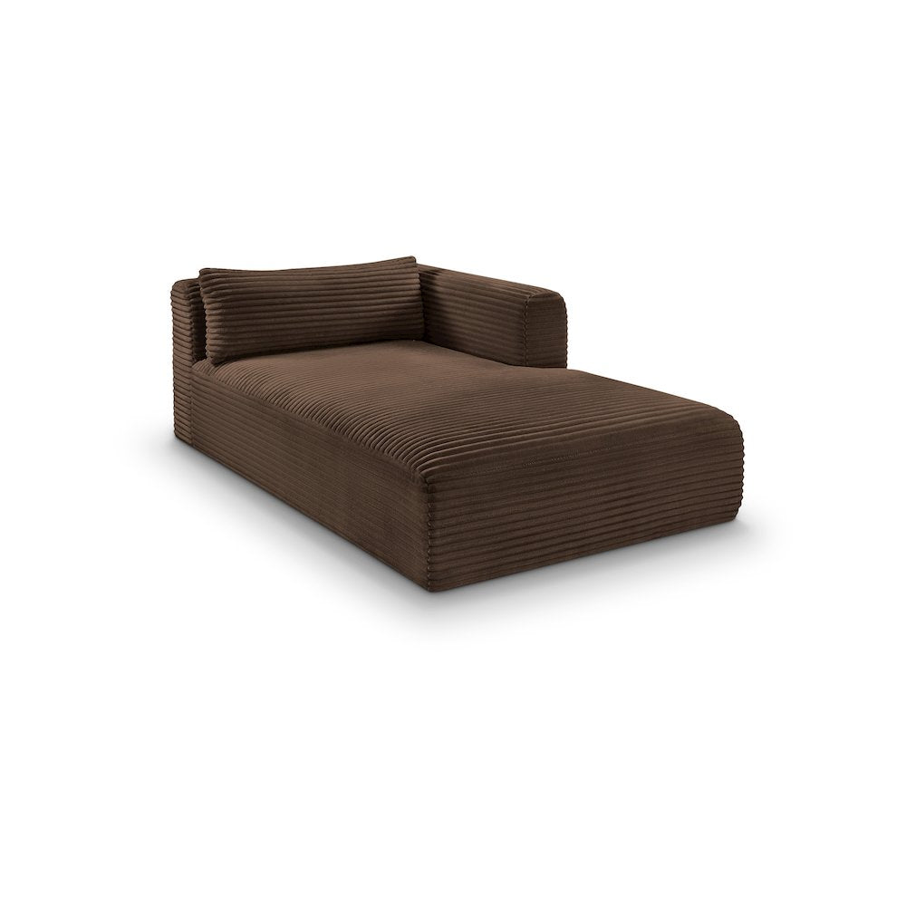 Shaggy Brown Corduroy Performance Fabric Chaise
