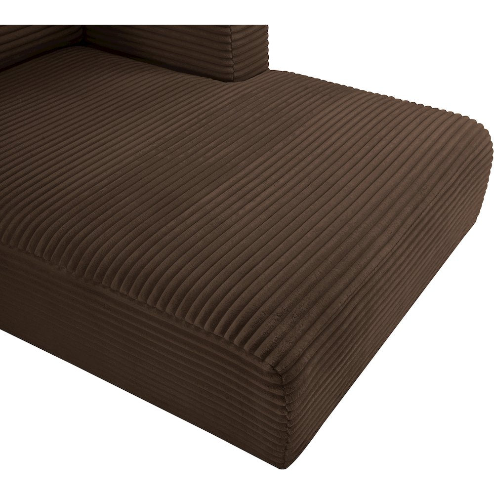 Shaggy Brown Corduroy Performance Fabric Chaise