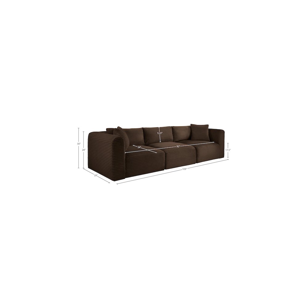 Shaggy Brown Corduroy Performance Fabric Modular Sofa