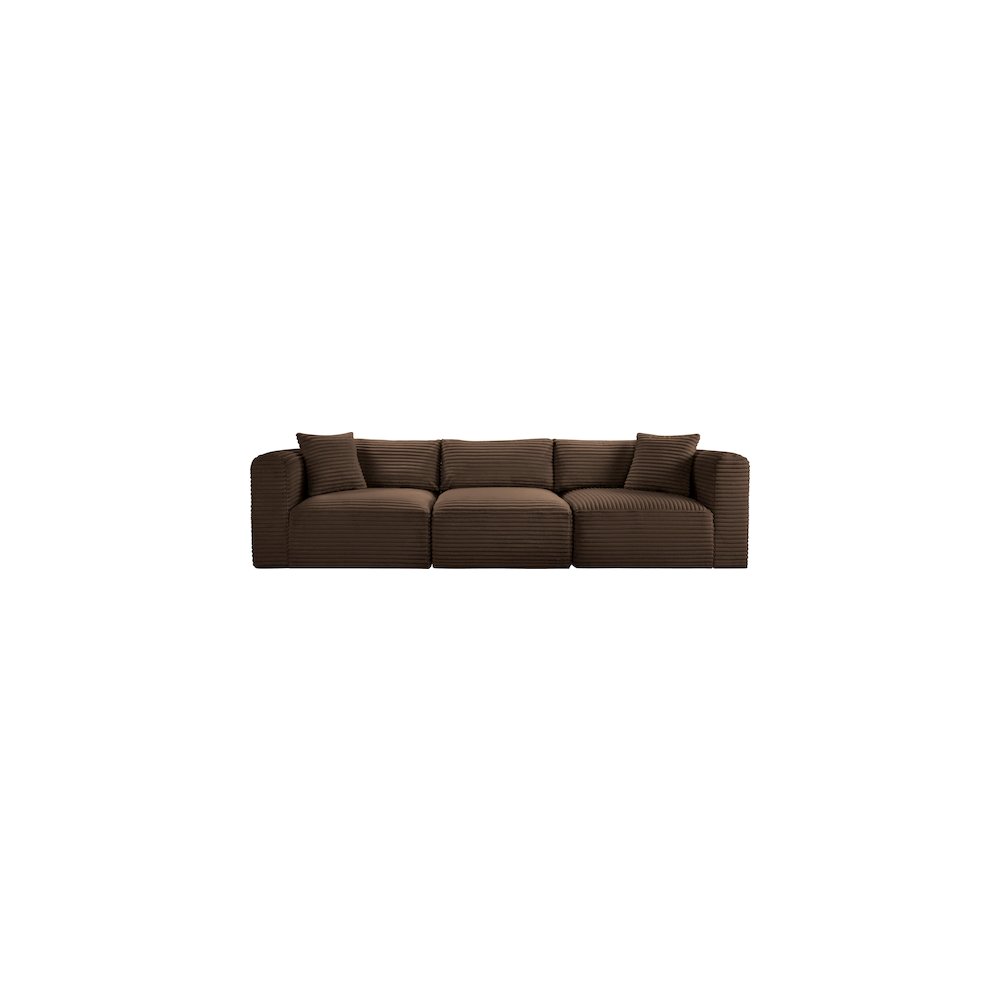 Shaggy Brown Corduroy Performance Fabric Modular Sofa