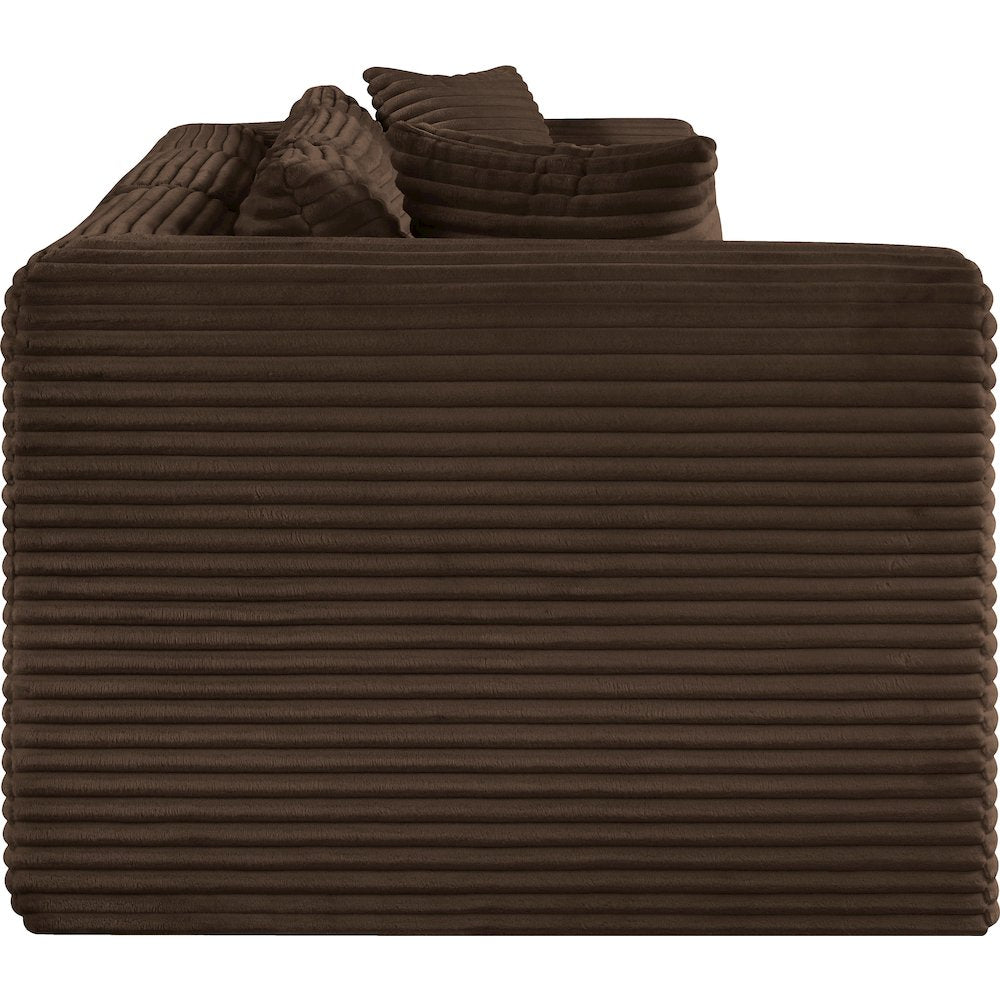 Shaggy Brown Corduroy Performance Fabric Modular Sofa