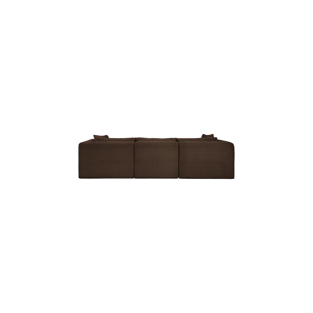 Shaggy Brown Corduroy Performance Fabric Modular Sofa