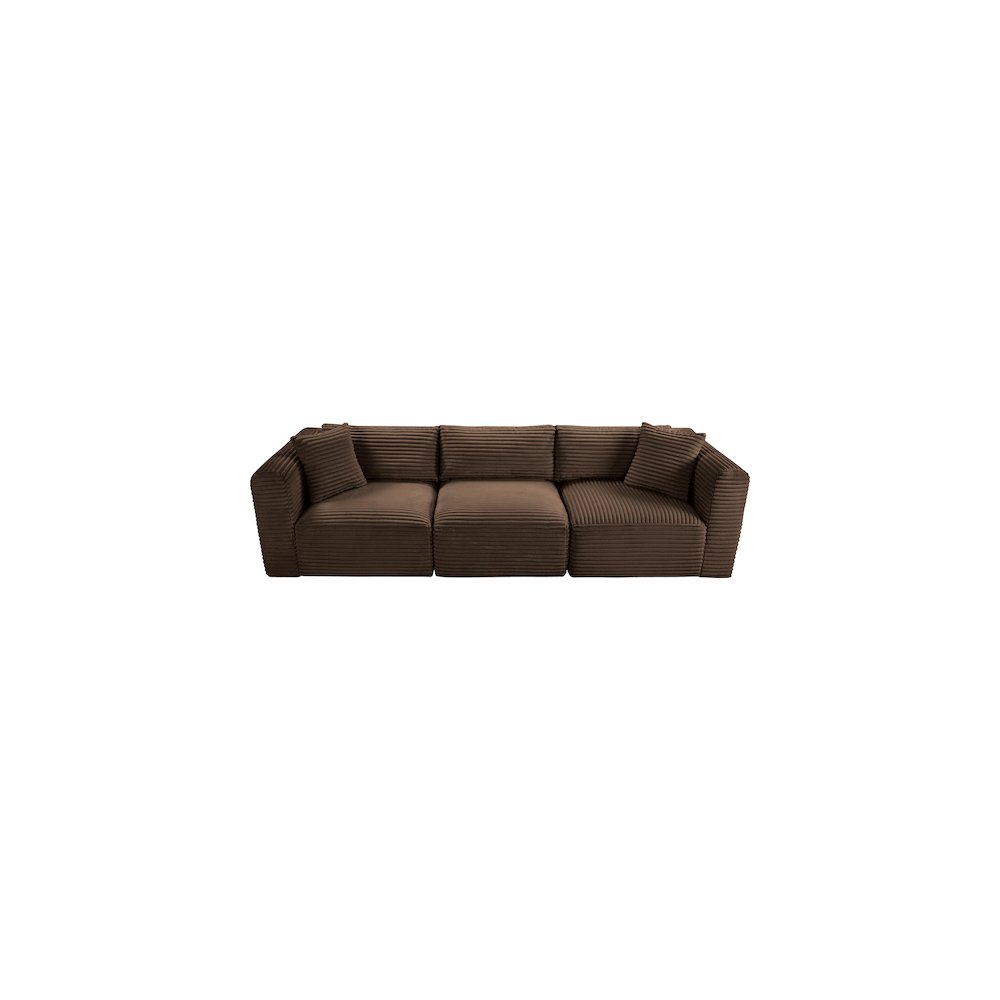 Shaggy Brown Corduroy Performance Fabric Modular Sofa