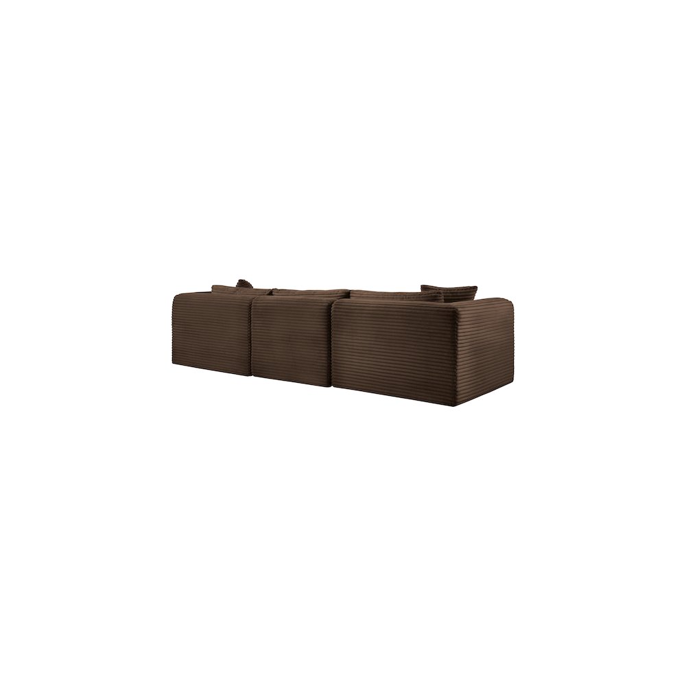 Shaggy Brown Corduroy Performance Fabric Modular Sofa