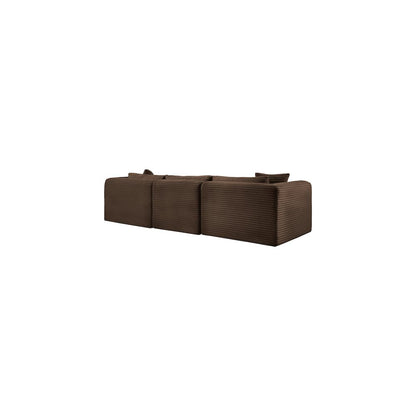 Shaggy Brown Corduroy Performance Fabric Modular Sofa
