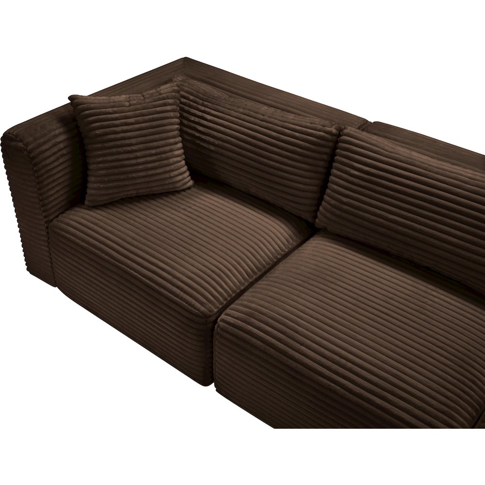 Shaggy Brown Corduroy Performance Fabric Modular Sofa