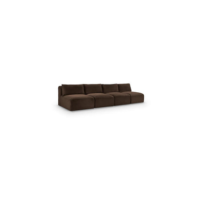Shaggy Brown Corduroy Performance Fabric Modular Sofa