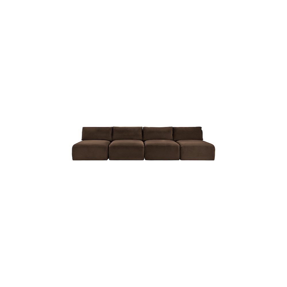 Shaggy Brown Corduroy Performance Fabric Modular Sofa