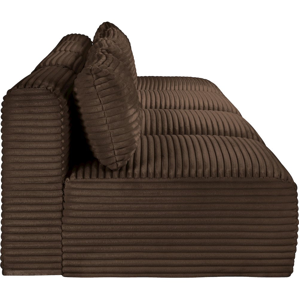 Shaggy Brown Corduroy Performance Fabric Modular Sofa