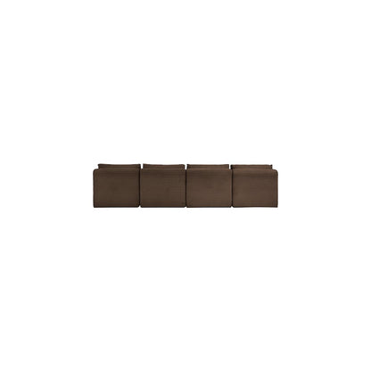 Shaggy Brown Corduroy Performance Fabric Modular Sofa