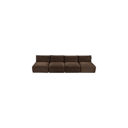 Shaggy Brown Corduroy Performance Fabric Modular Sofa