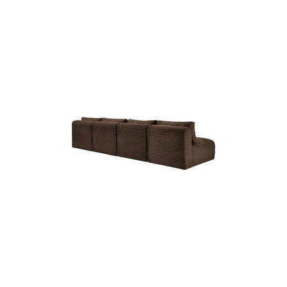 Shaggy Brown Corduroy Performance Fabric Modular Sofa