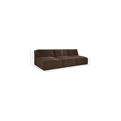 Shaggy Brown Corduroy Performance Fabric Modular Sofa