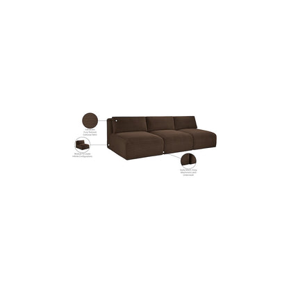 Shaggy Brown Corduroy Performance Fabric Modular Sofa