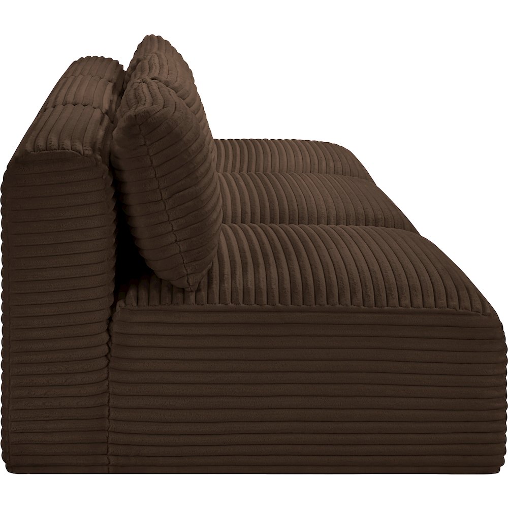 Shaggy Brown Corduroy Performance Fabric Modular Sofa